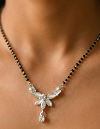 Silver/Rhodium Plated Floral Mangalsutra