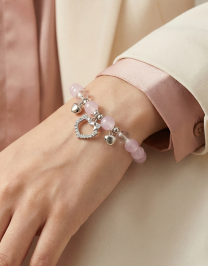 Soft Pink Beaded Charm Bracelet