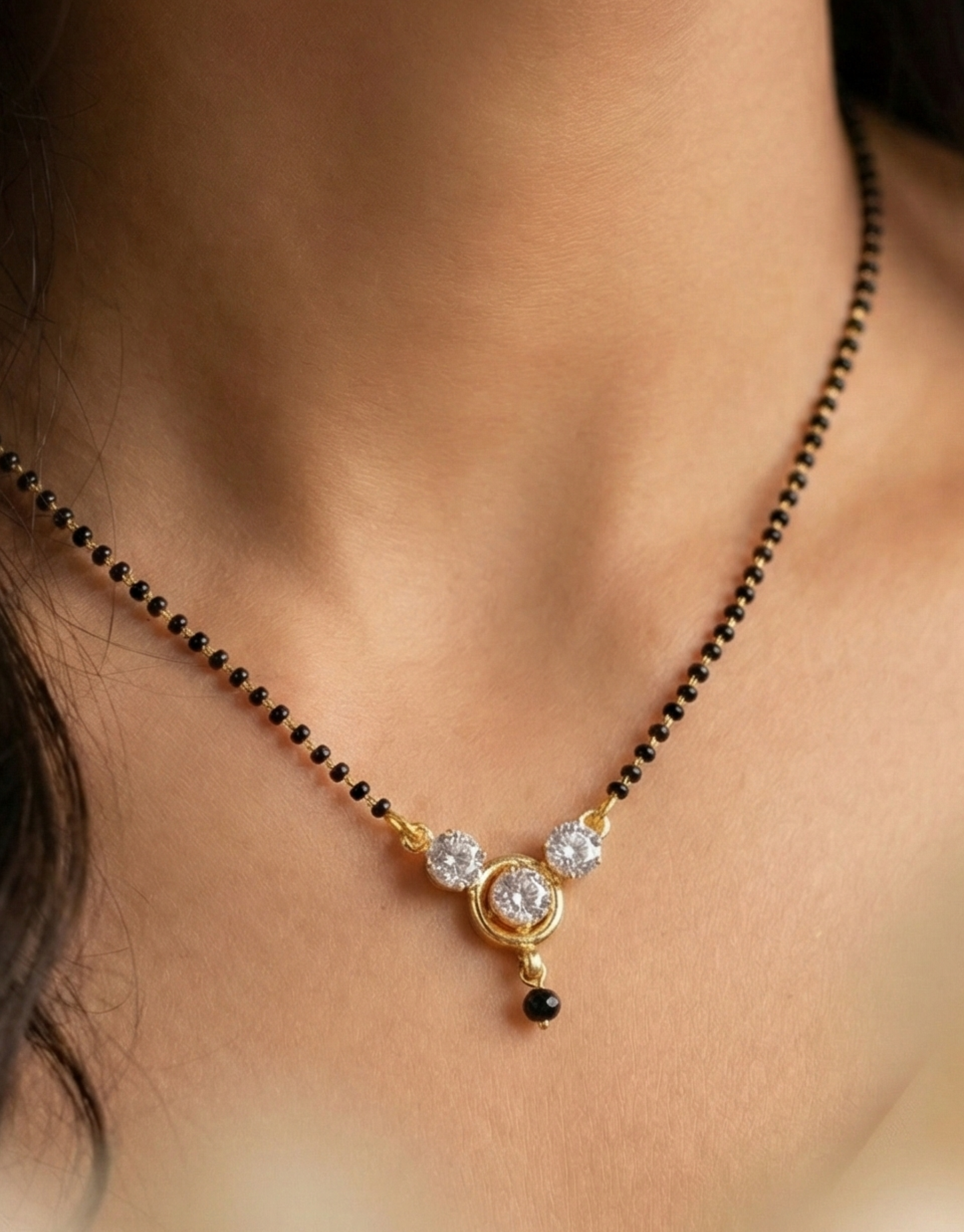 Minimalist Triple-Stone Mangalsutra