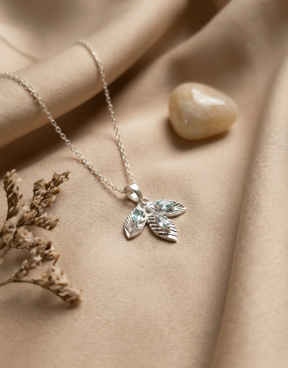 Dainty Silver Floral Leaf Necklace