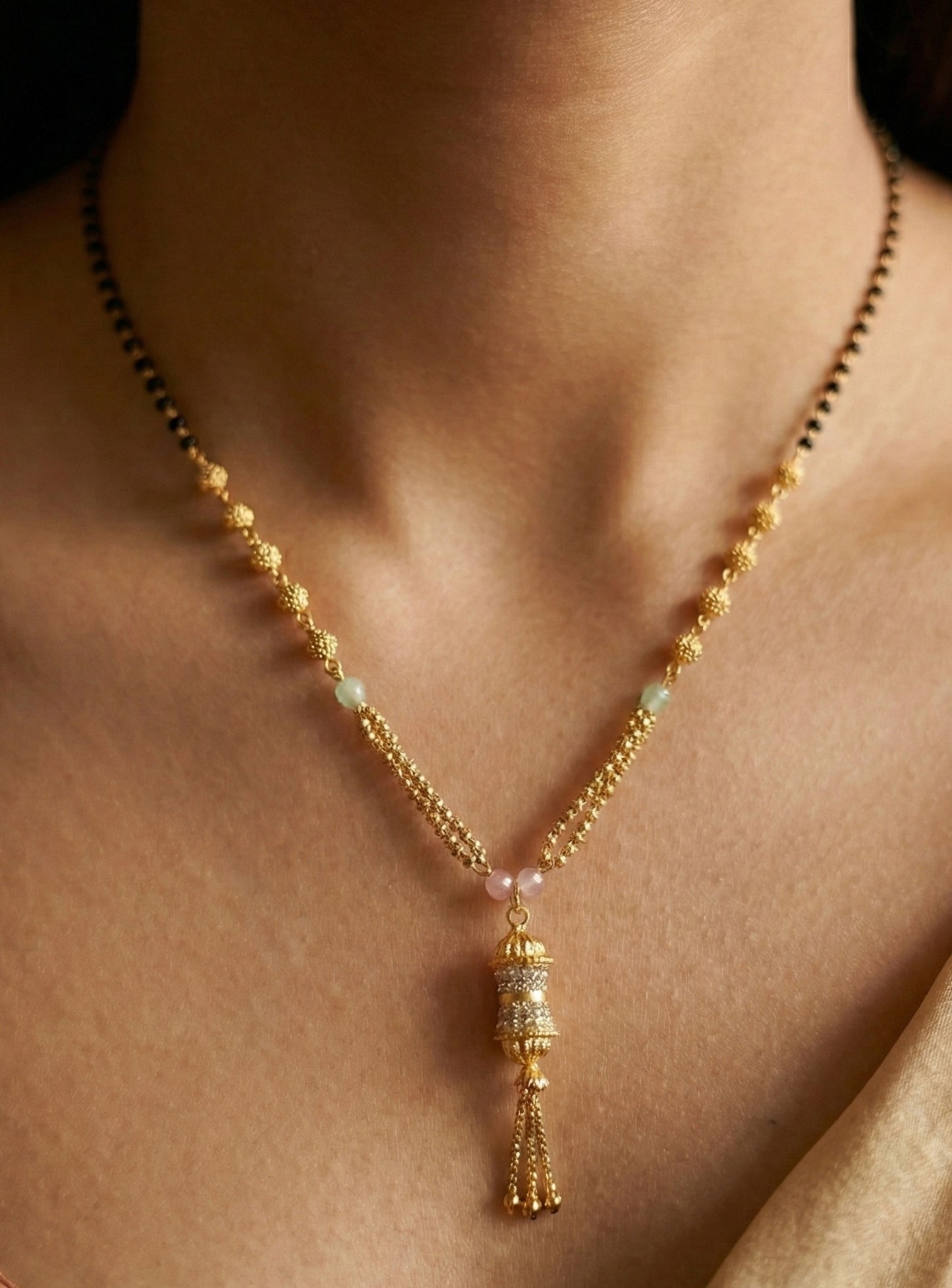 Gold Balls & Tassel Pendant Mangalsutra