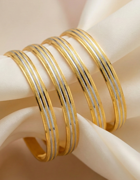 Rhodium Laser-Cut Bangles