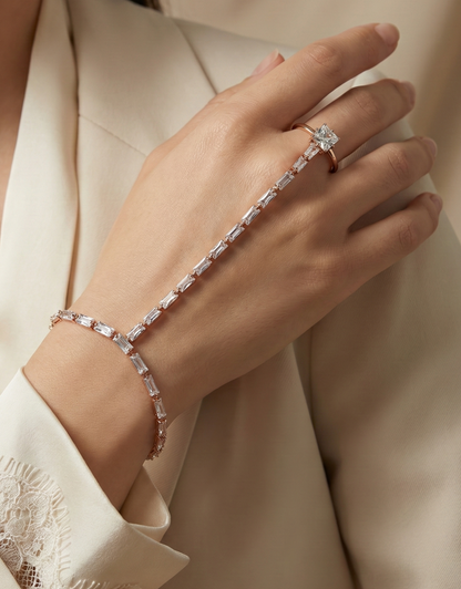 Rose Gold Baguette Crystal Hand Harness