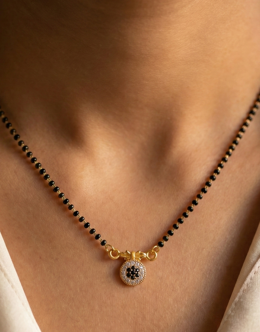 Circular Halo Pendant Mangalsutra