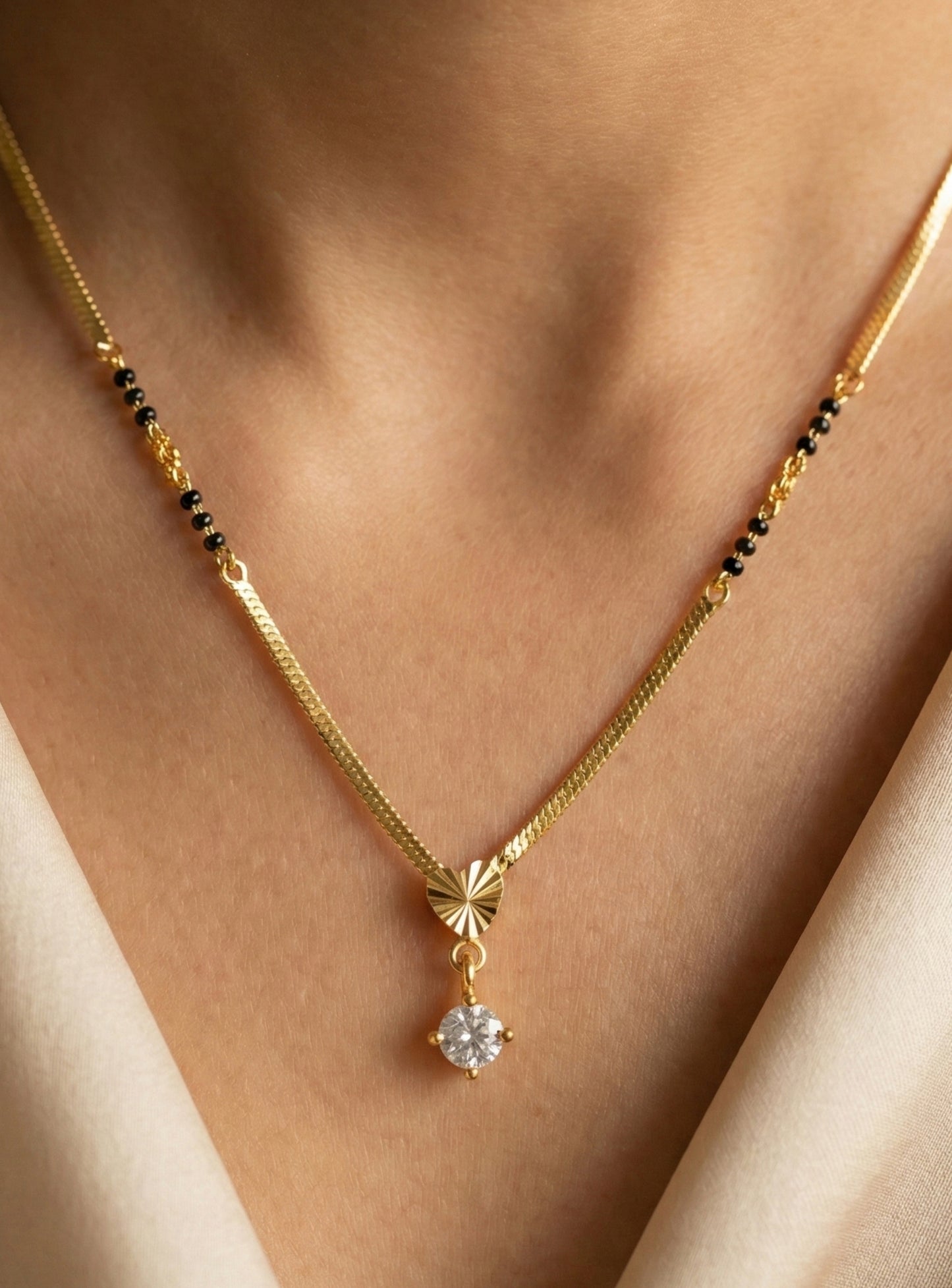 Sleek Chain with Single American Diamond Mangalsutra