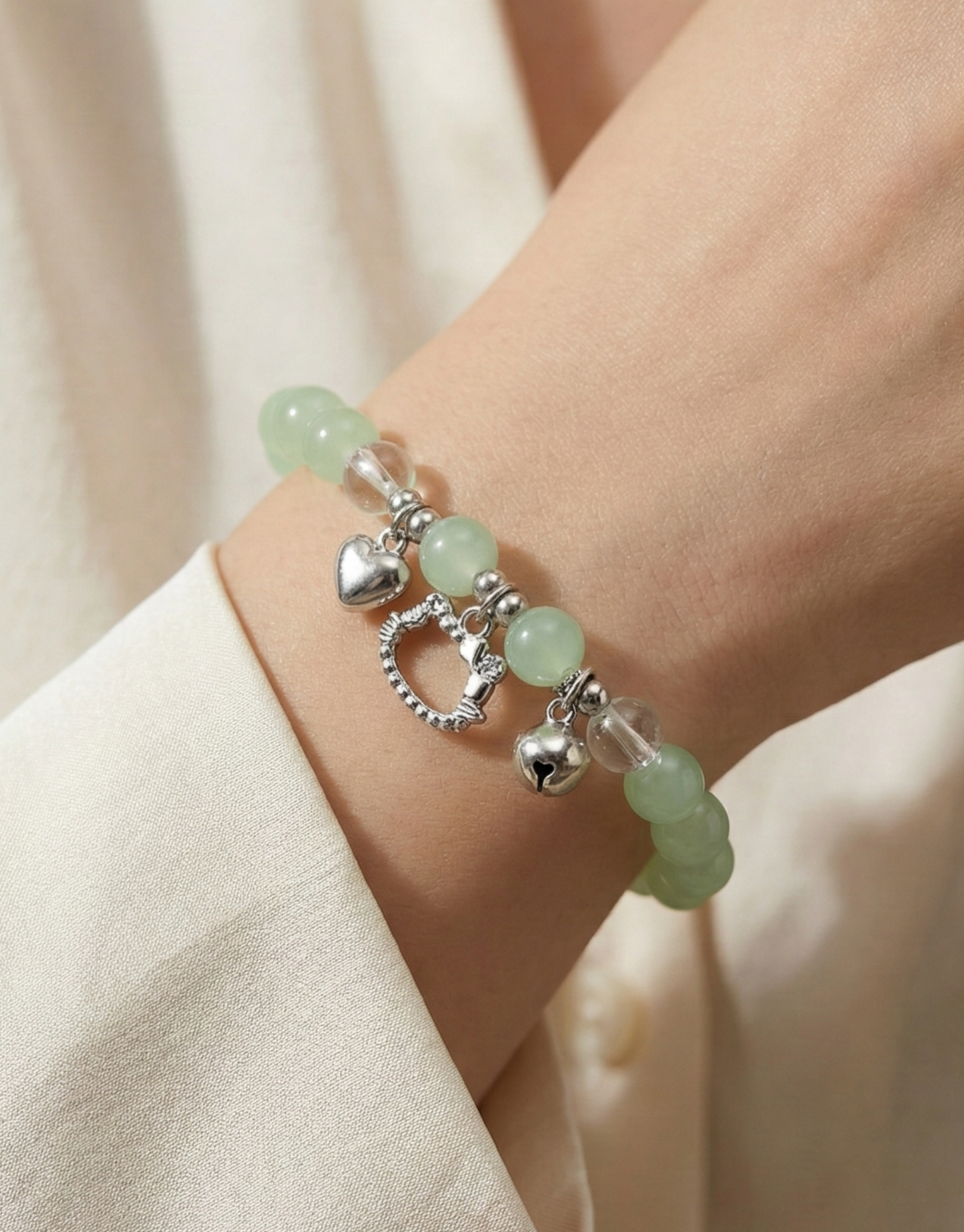 Mint Green Jade-Style Beaded Bracelet