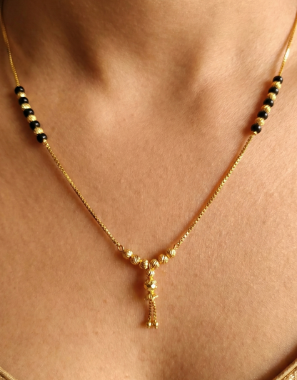 Minimalist Mangalsutra Chain with Gold Ball Drop