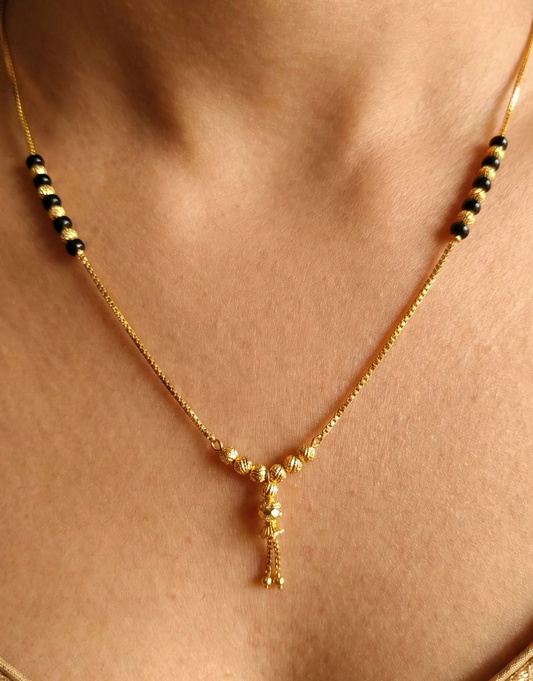 Minimalist Mangalsutra Chain with Gold Ball Drop
