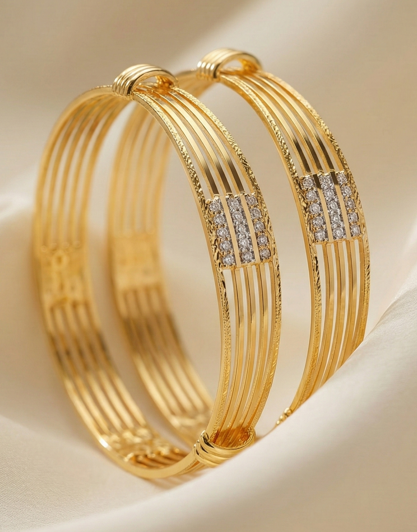Multi-Strand Crystal Studded Cuff Bangle