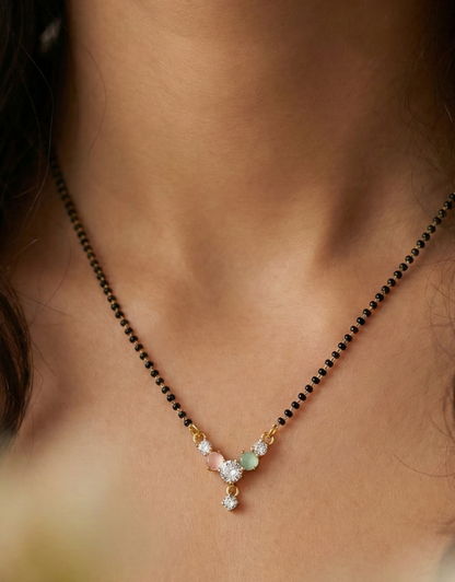 Short Mangalsutra with Multi-Color AD Stone
