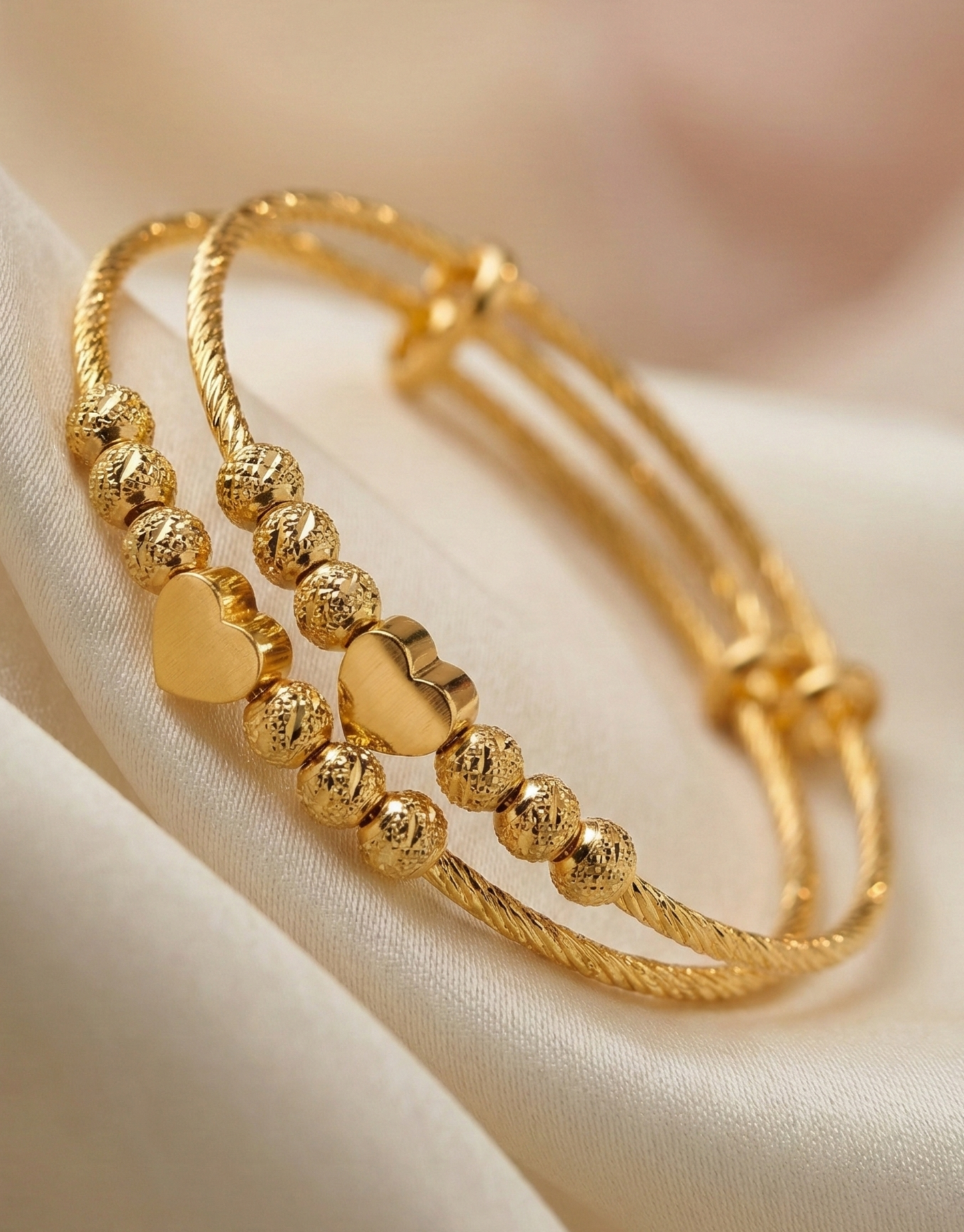 Heart Charm Adjustable Bangles