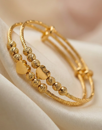 Heart Charm Adjustable Bangles