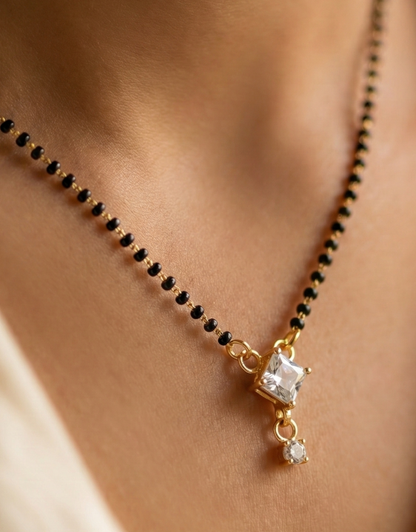 Solitaire Square Stone Short Mangalsutra