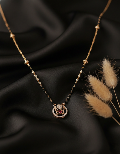 Round AD & Ruby Stone Mangalsutra