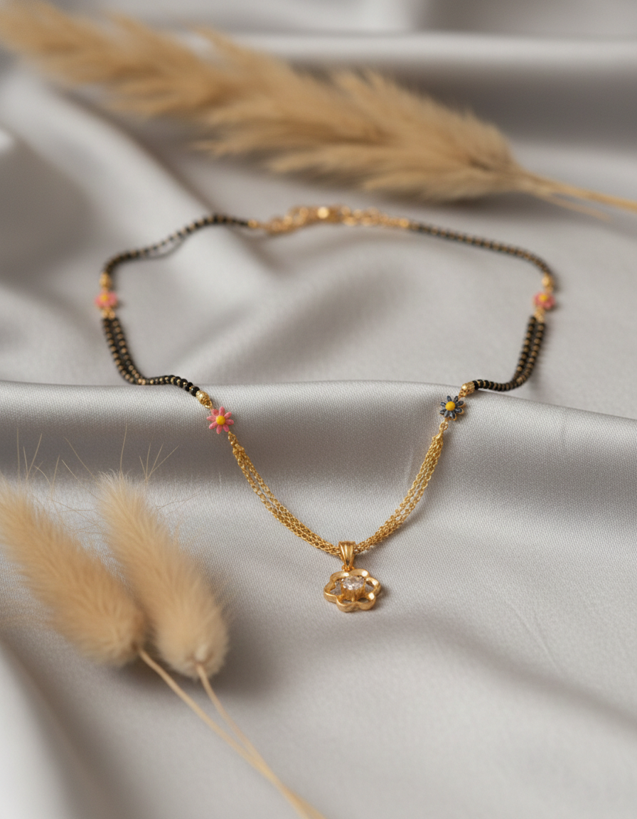 Multicolor Floral Enamel Mangalsutra