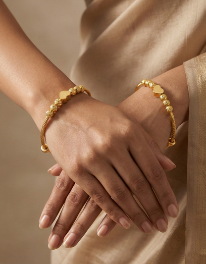 Heart Charm Adjustable Bangles