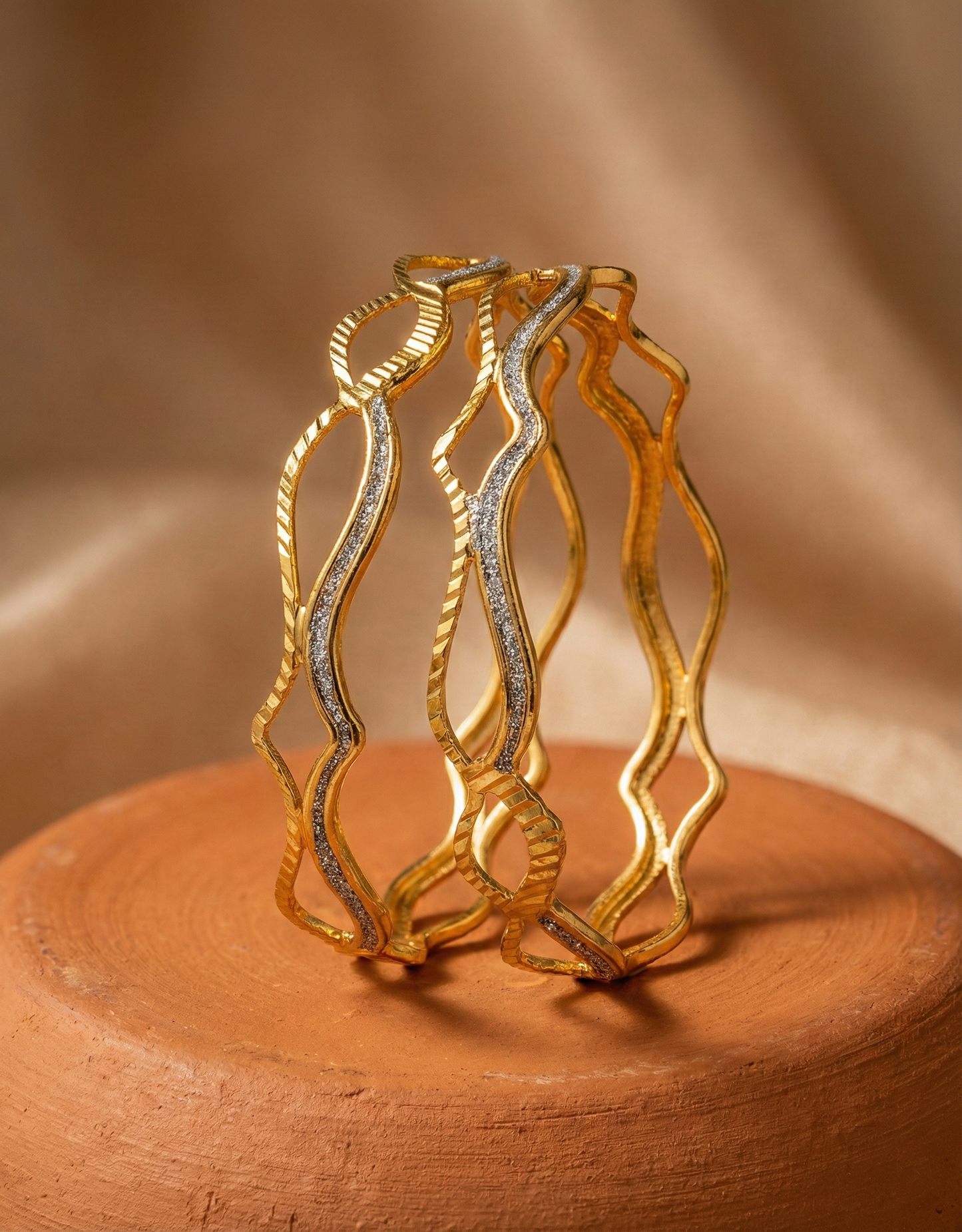 Designer Laser-Cut Scalloped Bangles