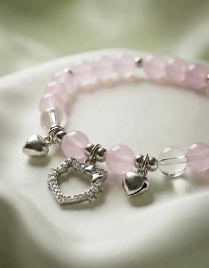 Soft Pink Beaded Charm Bracelet