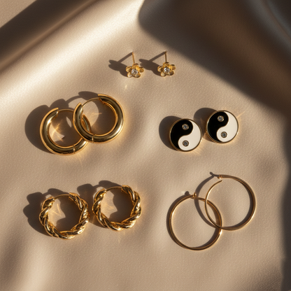 6-Piece Gold Earring Stack Set – Hoops, Studs & Statement Pack