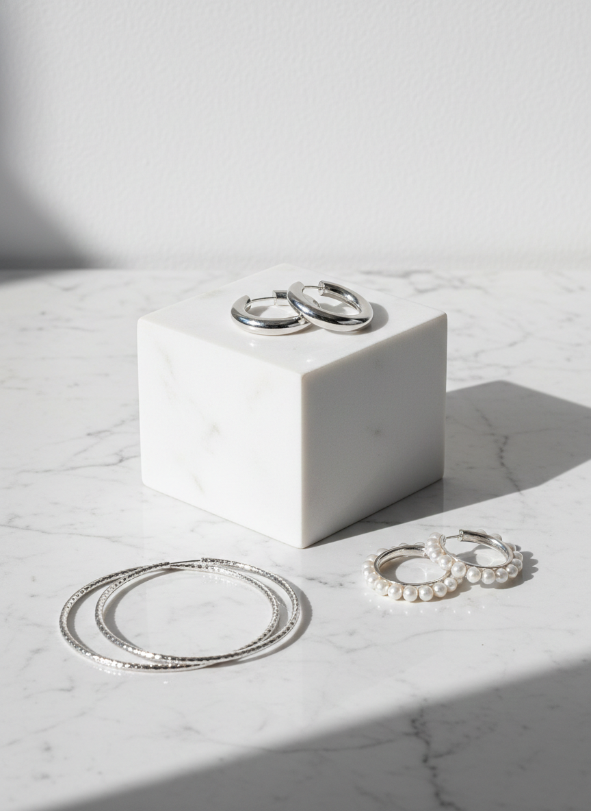 The Silver Essentials Hoops Trio | Pearl, Polished & Sparkle Combo Set