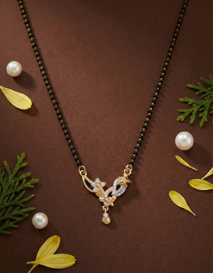 Floral Studded Gold-Plated Mangalsutra