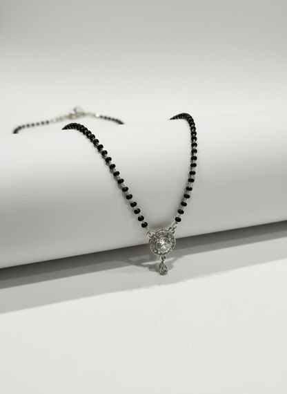 Silver-Toned Solitaire Mangalsutra