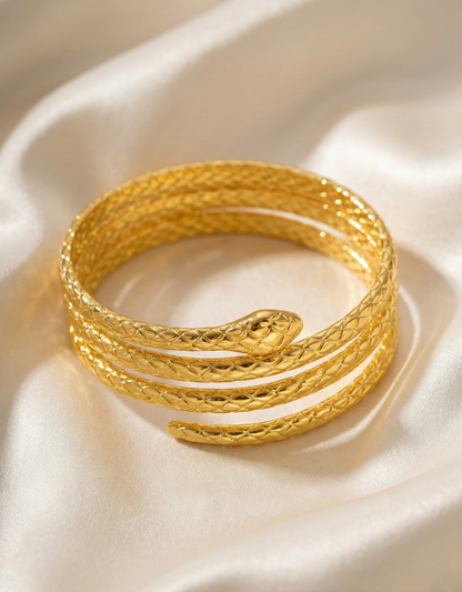 Luxe Gold Multi-Row Coiled Snake Cuff Bracelet