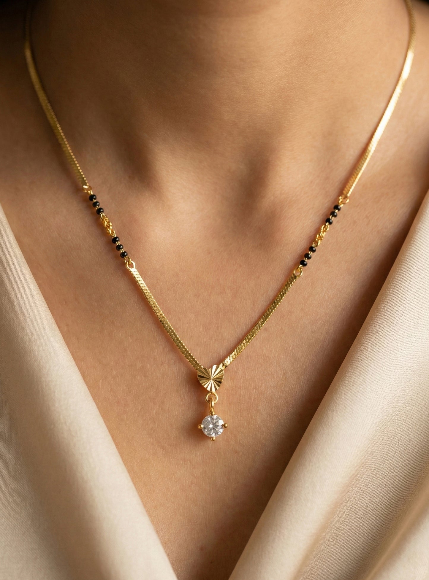 Sleek Chain with Single American Diamond Mangalsutra