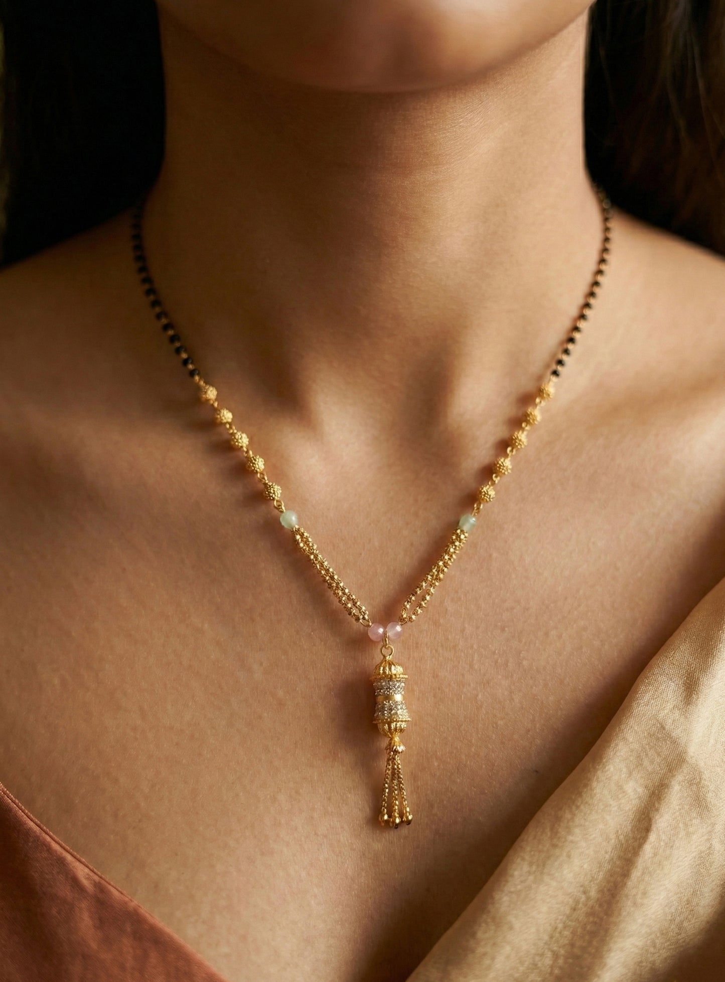 Gold Balls & Tassel Pendant Mangalsutra