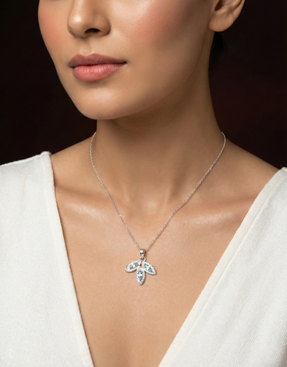 Dainty Silver Floral Leaf Necklace