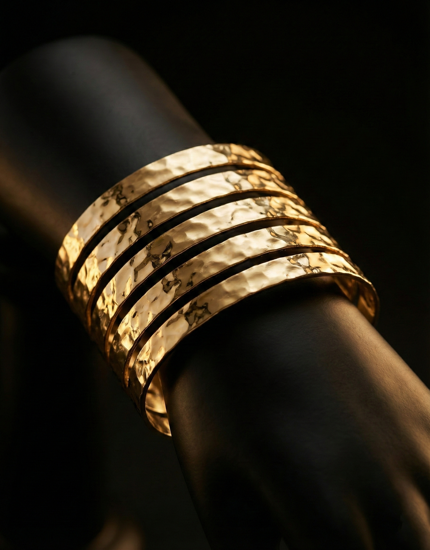 Wide Hammered Cuff Bracelet