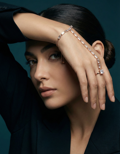 Rose Gold Baguette Crystal Hand Harness