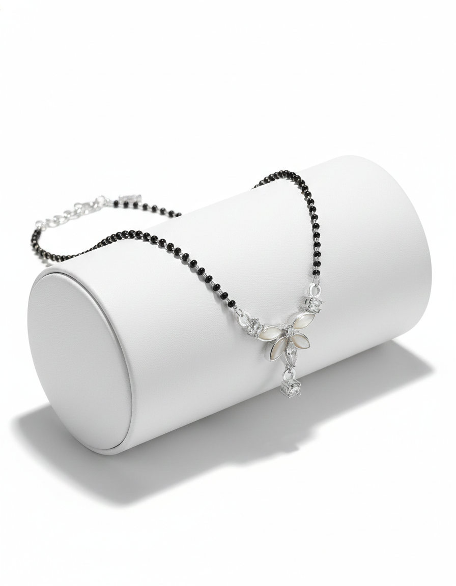 Silver/Rhodium Plated Floral Mangalsutra