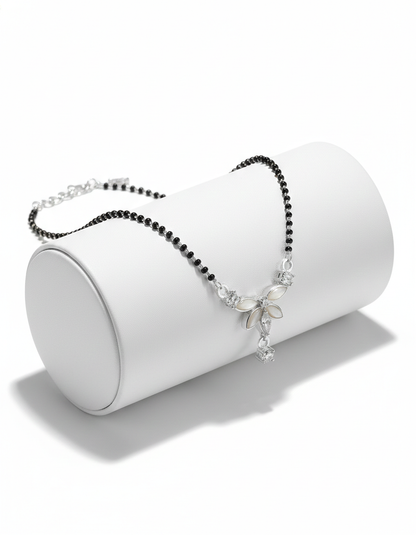Silver/Rhodium Plated Floral Mangalsutra