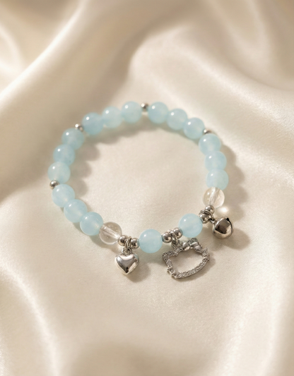 Blue Friendship Bracelet with Heart Pendant