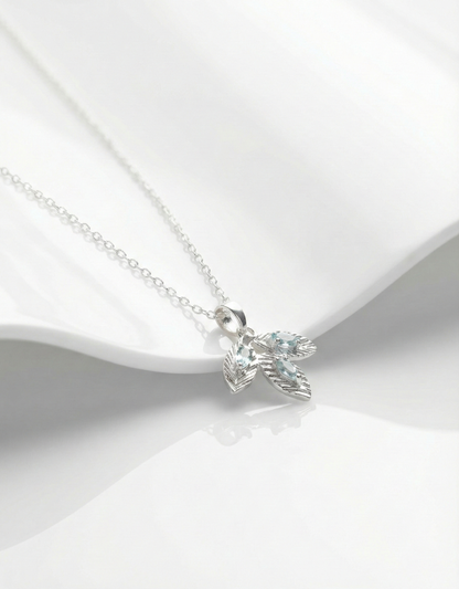 Dainty Silver Floral Leaf Necklace
