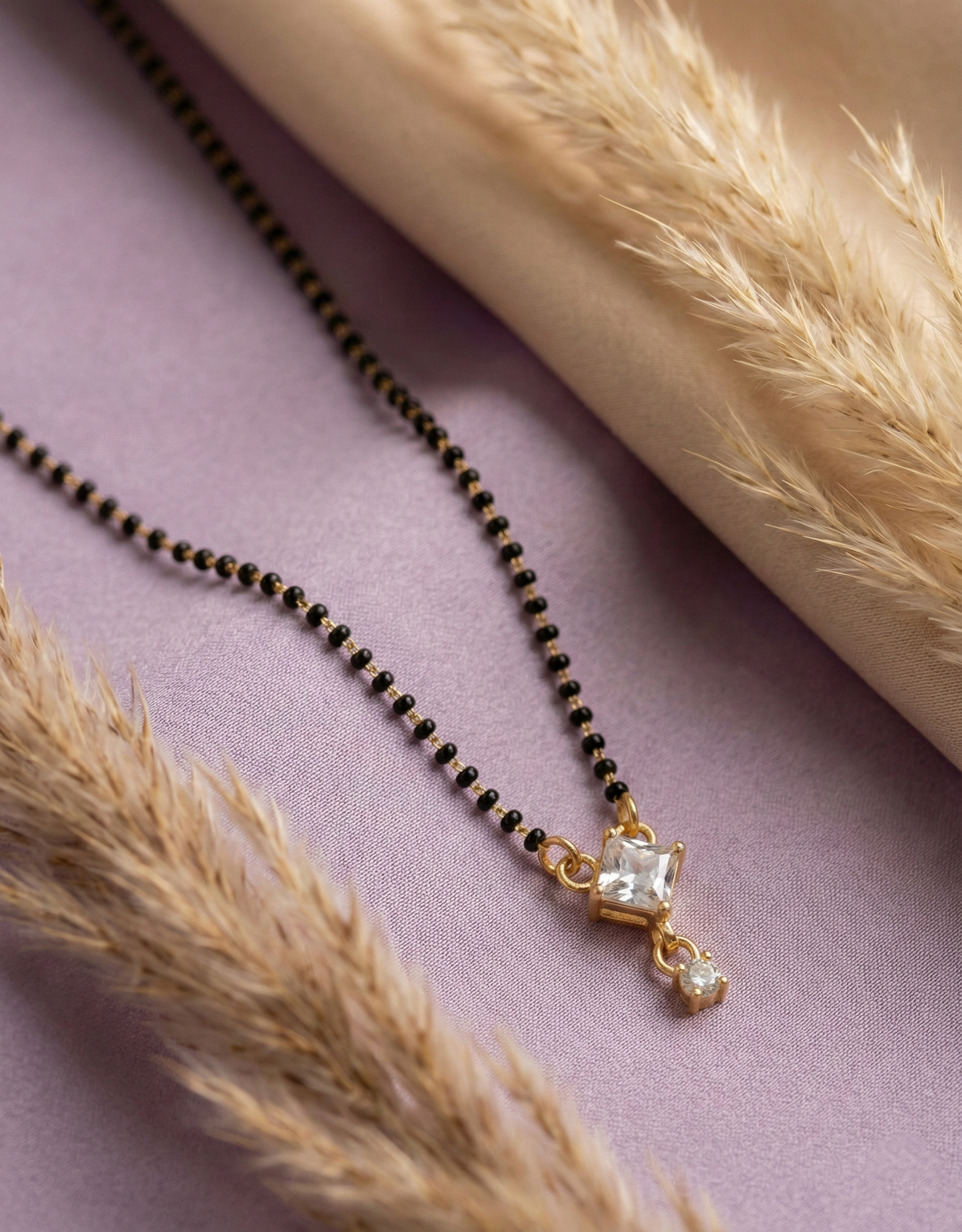 Solitaire Square Stone Short Mangalsutra