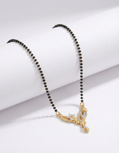 Floral Studded Gold-Plated Mangalsutra