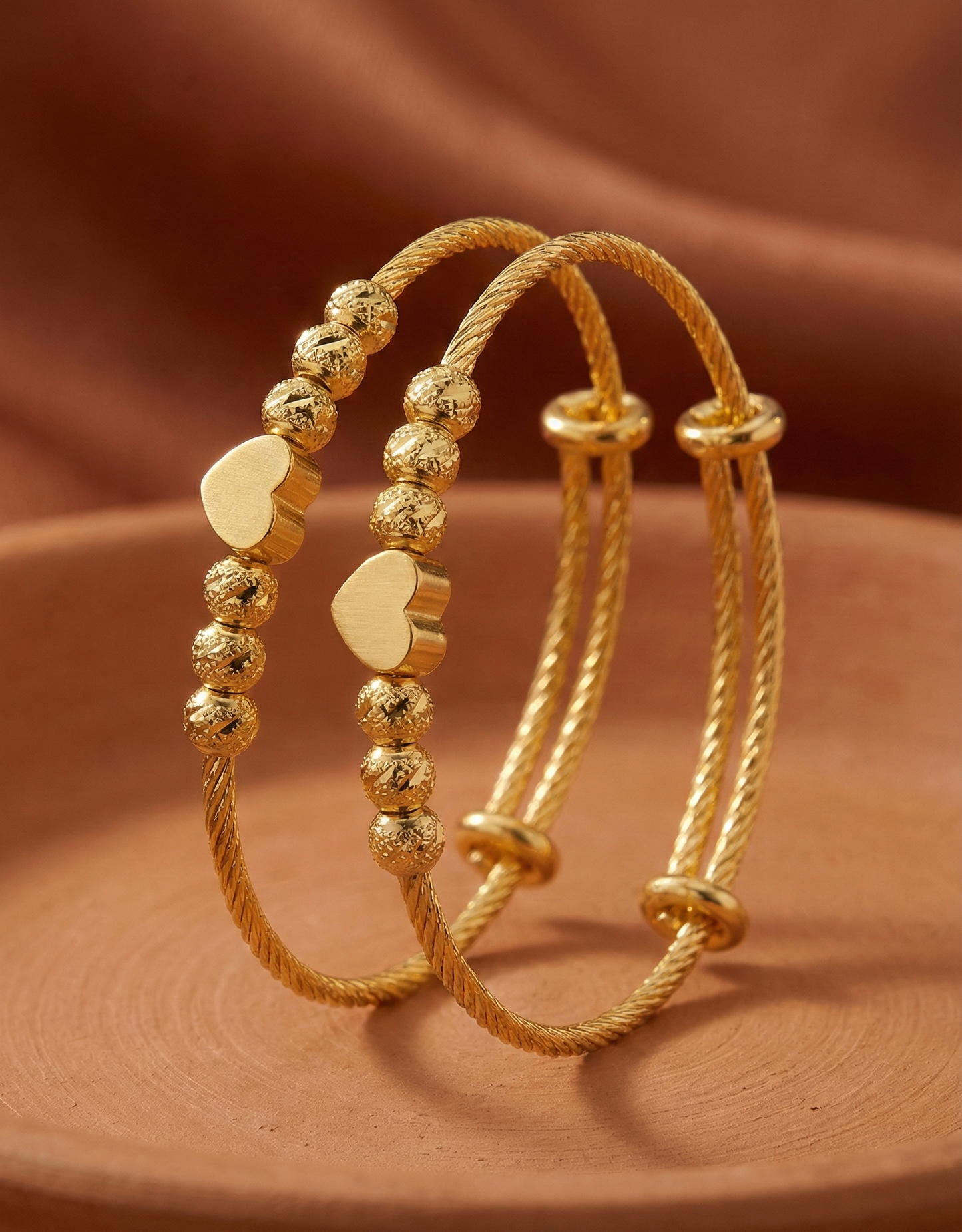 Heart Charm Adjustable Bangles