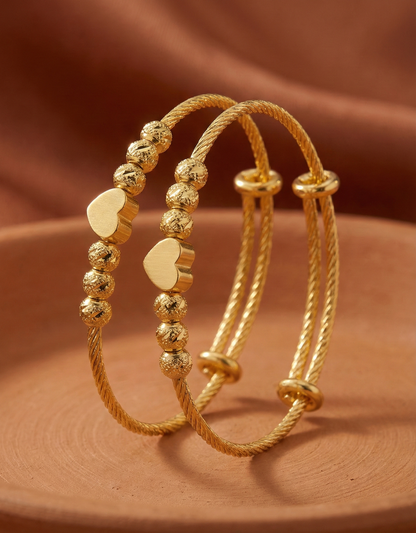 Heart Charm Adjustable Bangles