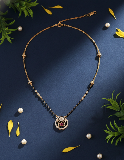 Round AD & Ruby Stone Mangalsutra