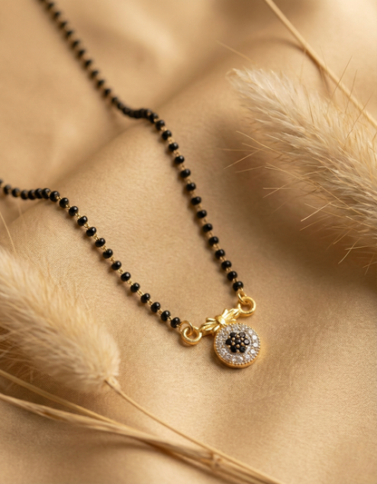 Circular Halo Pendant Mangalsutra