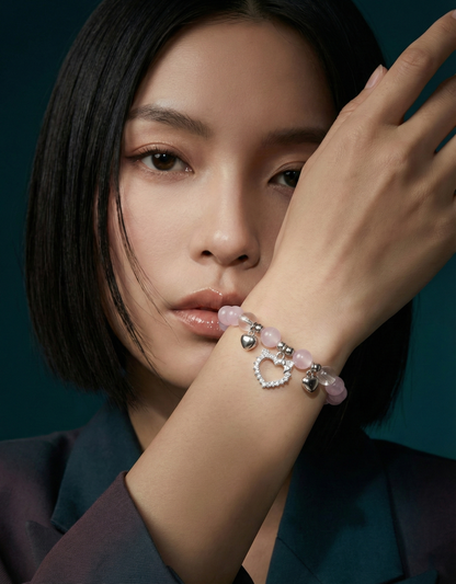 Soft Pink Beaded Charm Bracelet