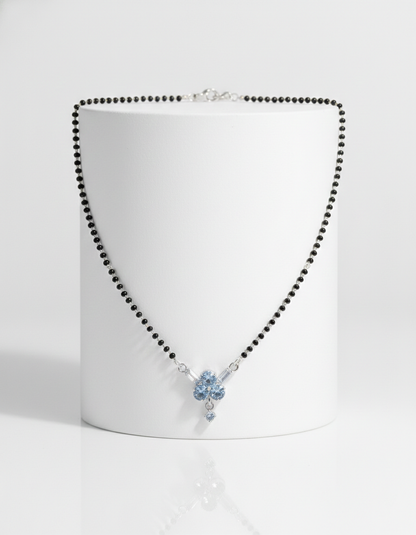 Silver Plated Diamond Floral Mangalsutra