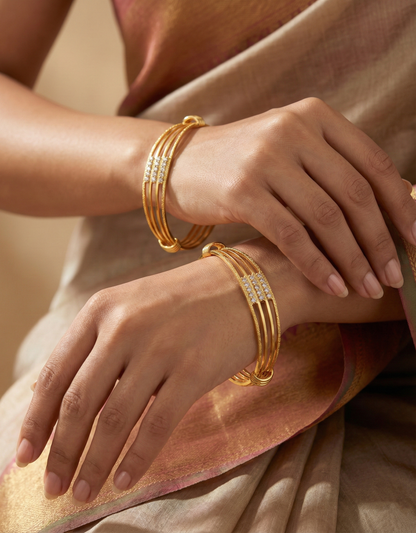 Multi-Strand Crystal Studded Cuff Bangle