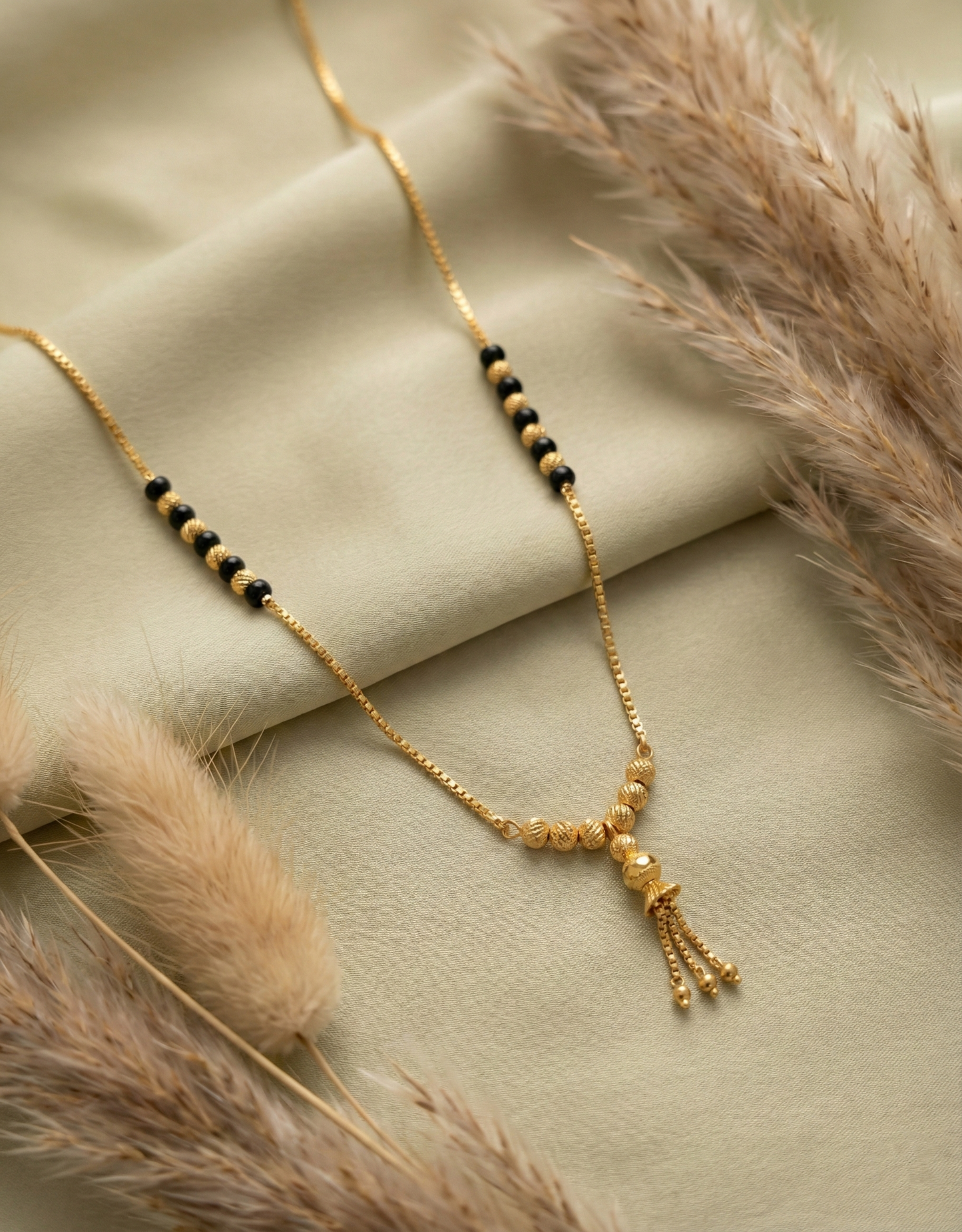 Minimalist Mangalsutra Chain with Gold Ball Drop