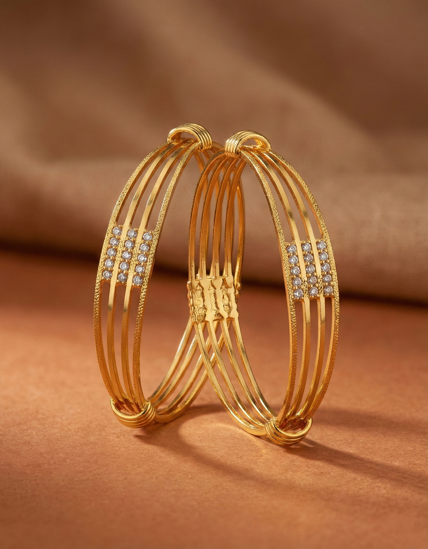 Multi-Strand Crystal Studded Cuff Bangle