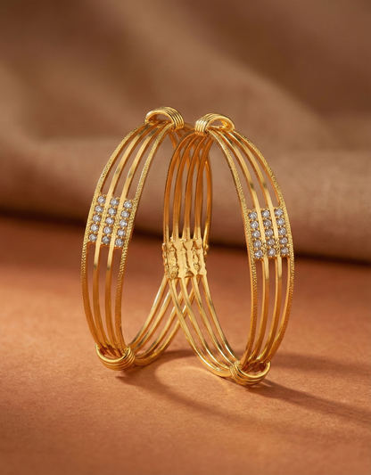 Multi-Strand Crystal Studded Cuff Bangle