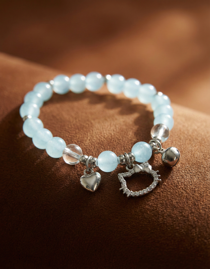 Blue Friendship Bracelet with Heart Pendant