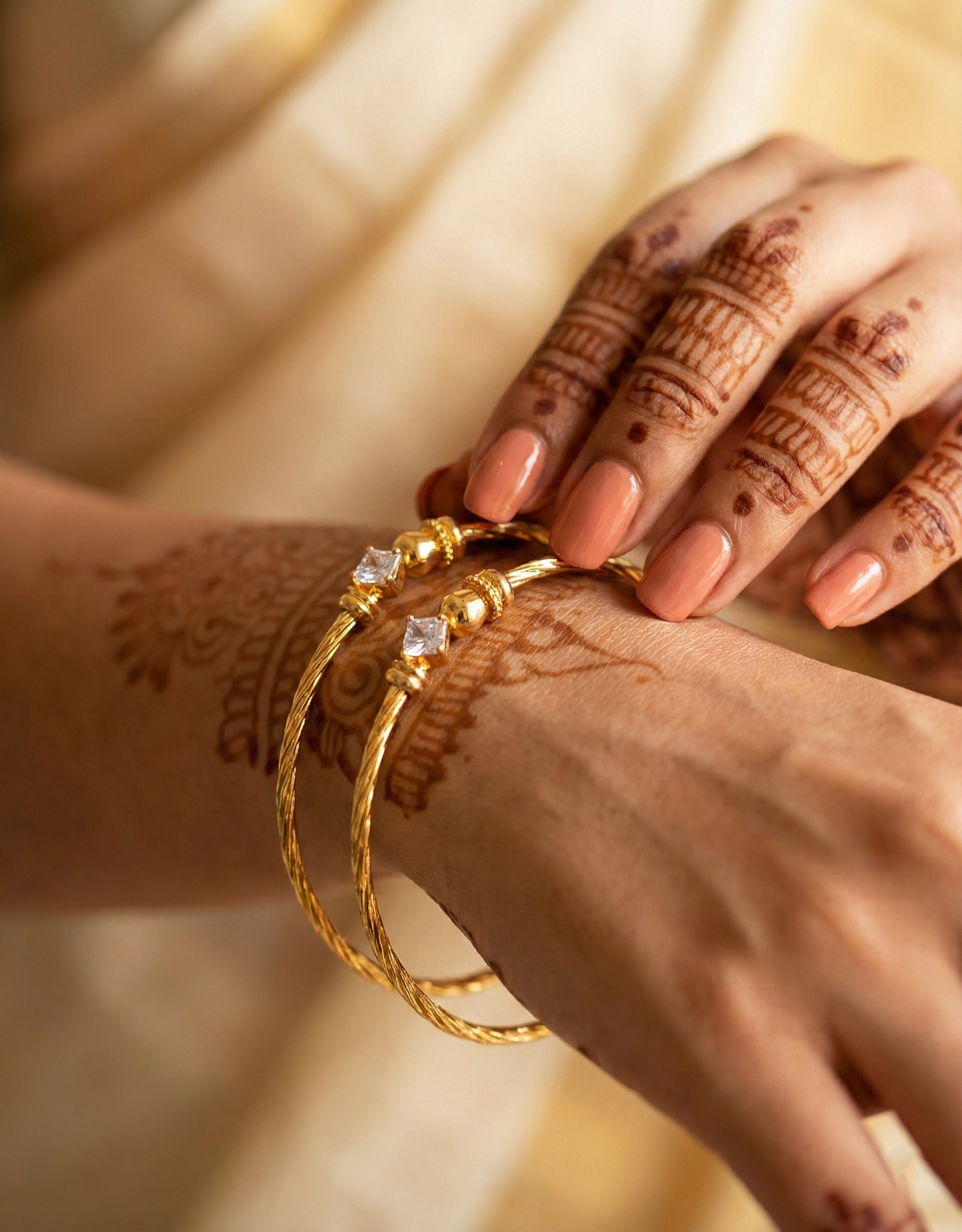 Classic Open Bangle with Square Cut Stones